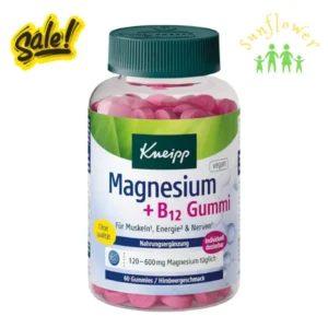Viên nhai Kneipp Magnesium + B12 Gummi 60 viên vị mâm xôi của Đức