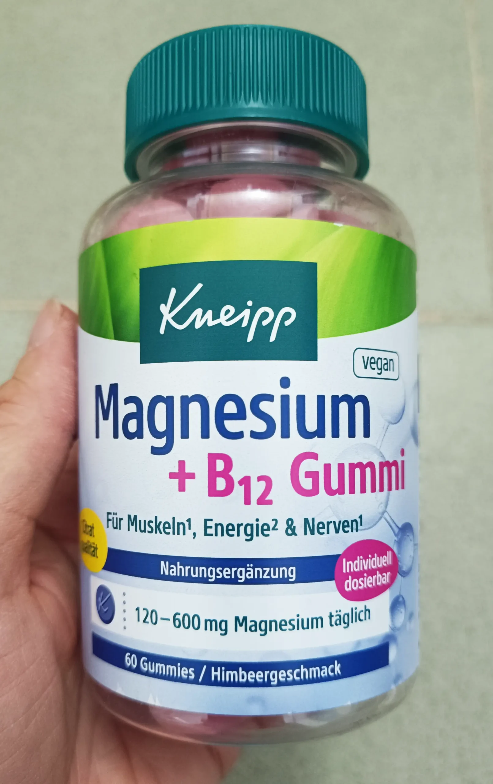 Viên nhai Kneipp Magnesium + B12 Gummi 60 viên vị mâm xôi của Đức Viên nhai Kneipp Magnesium + B12 Gummi 60 viên vị mâm xôi