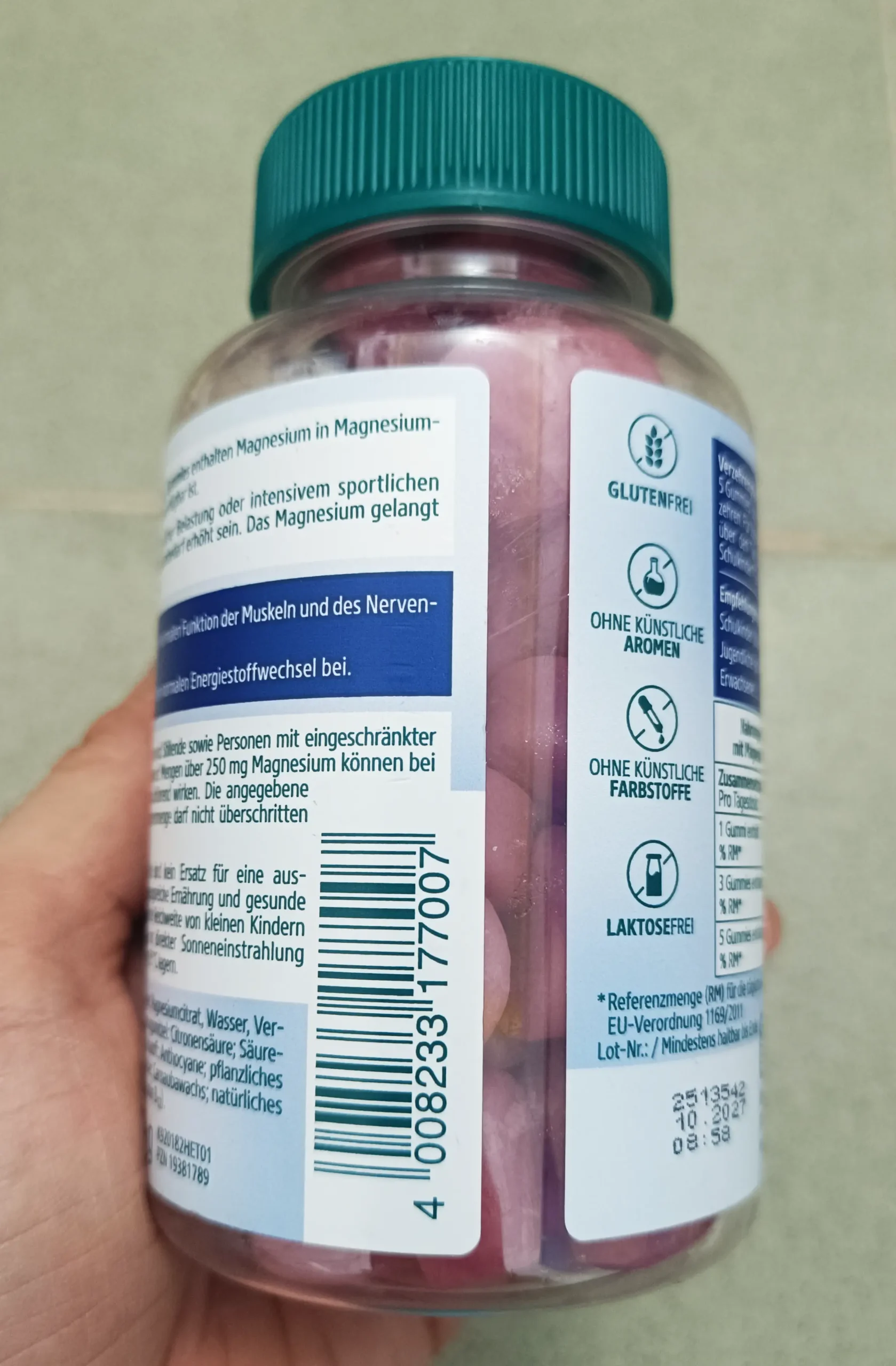 Viên nhai Kneipp Magnesium + B12 Gummi 60 viên vị mâm xôi của Đức Viên nhai Kneipp Magnesium + B12 Gummi vị mâm xôi