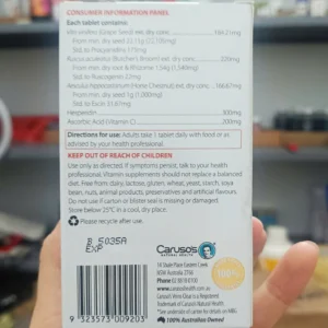 Viên uống hỗ trợ suy giãn tĩnh mạch Caruso's Veins Clear 60 viên