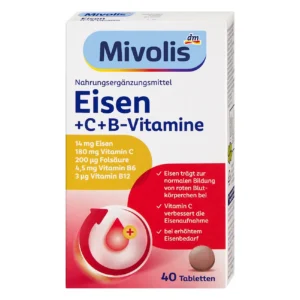 Viên Sắt Mivolis Eisen + Vitamin C + B 40 Viên Của Đức