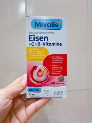 Viên uống bổ sung sắt Mivolis Eisen + C + B-Vitamine 40 viên của Đức