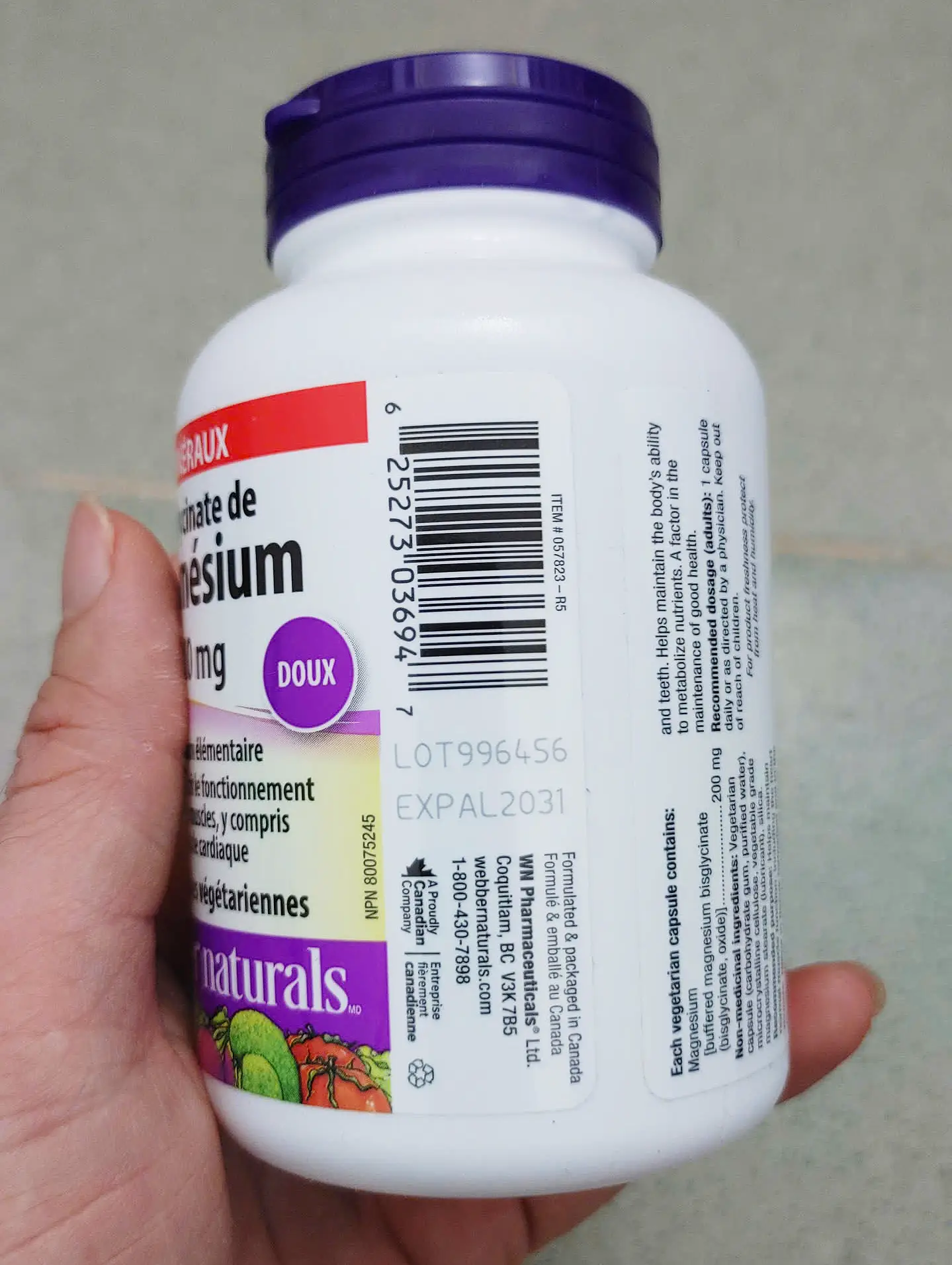 Viên uống Webber Naturals Magnesium Bisglycinate 200mg 120 viên của Canada Bổ sung Magnesium Bisglycinate tinh khiết từ Webber Naturals 120 viên