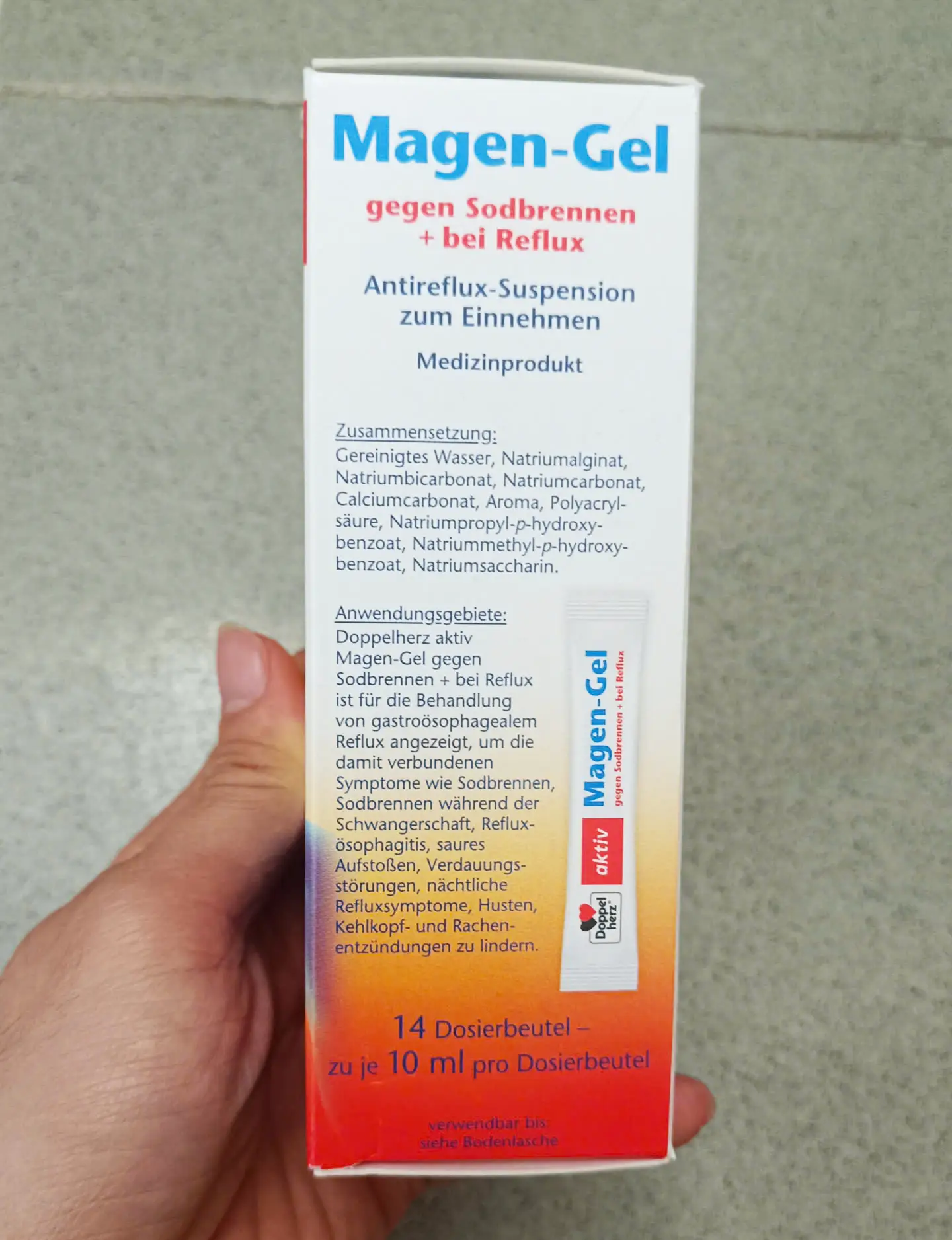 Gel uống Doppelherz Magen Gel giảm trào ngược dạ dày 14 gói của Đức Gel Doppelherz Magen-Gel chống ợ nóng, trào ngược dạ dày 14 gói
