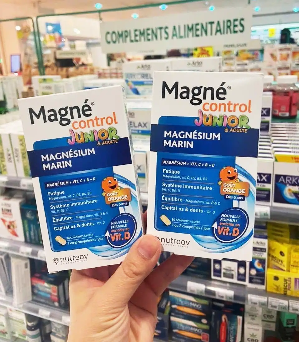 Viên ngậm Nutreov Magné Control Junior & Adultes Magnesium Marine 30 viên của Pháp Viên Ngậm Magné Control Junior 30 viên dành cho trẻ từ 6 tuổi trở lên