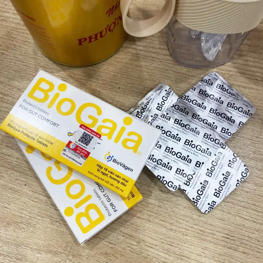 Viên nhai men vi sinh BioGaia Protectis Tablets 10 viên của Thụy Điển Viên bổ sung lợi khuẩn cho đường tiêu hóa BioGaia Protectis Tablets 10 viên