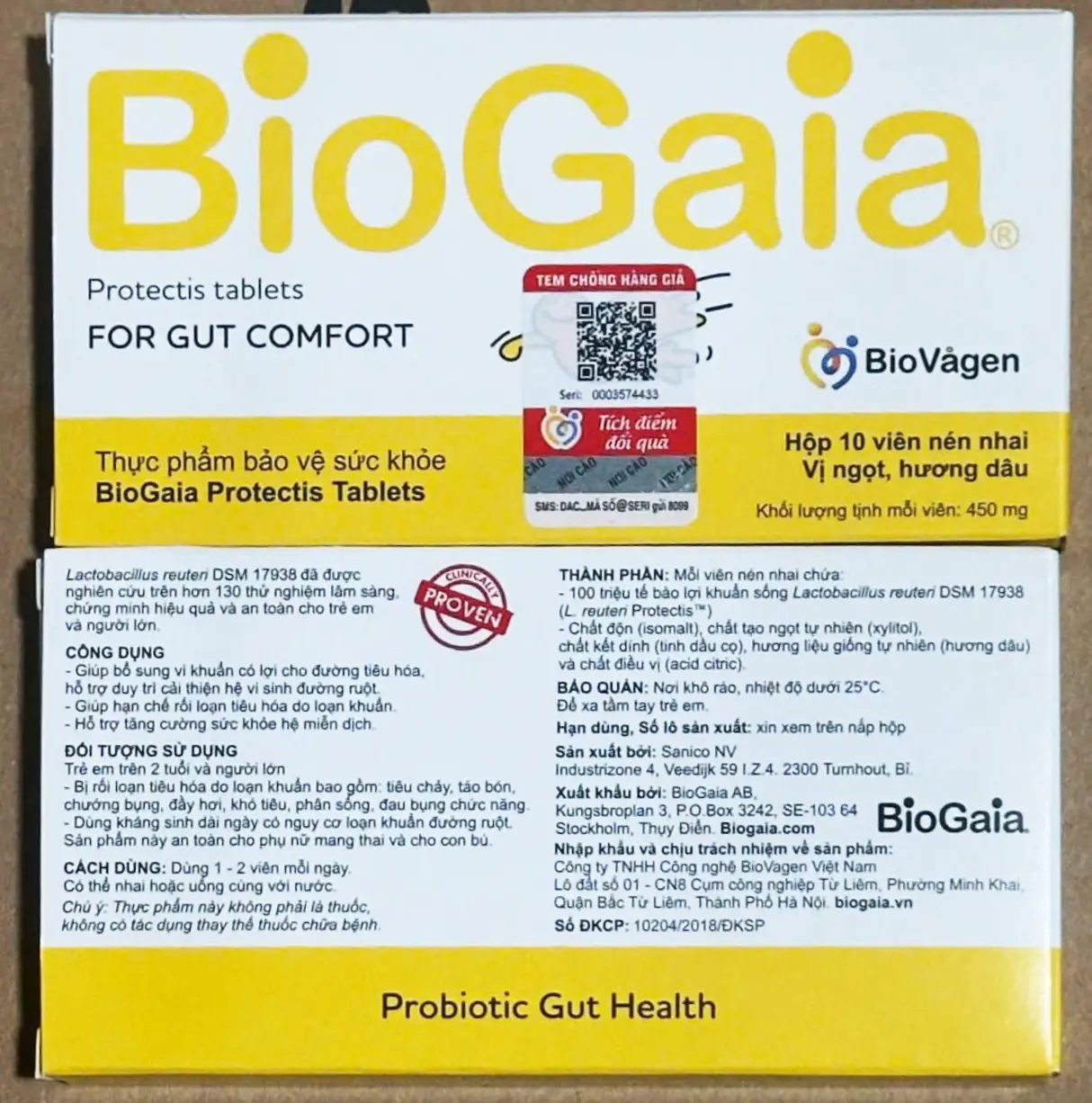 Viên nhai men vi sinh BioGaia Protectis Tablets 10 viên của Thụy Điển Viên nhai BioGaia Protectis Tablets bổ sung vi khuẩn có lợi cho hệ tiêu hóa
