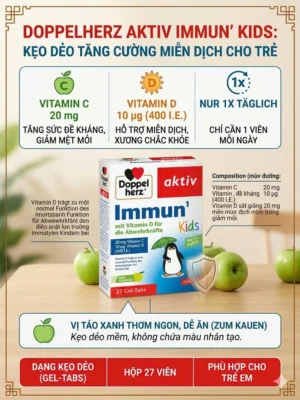Viên nhai tăng đề kháng cho bé Doppelherz Immun Kids Gel-Tabs 27 viên của Đức