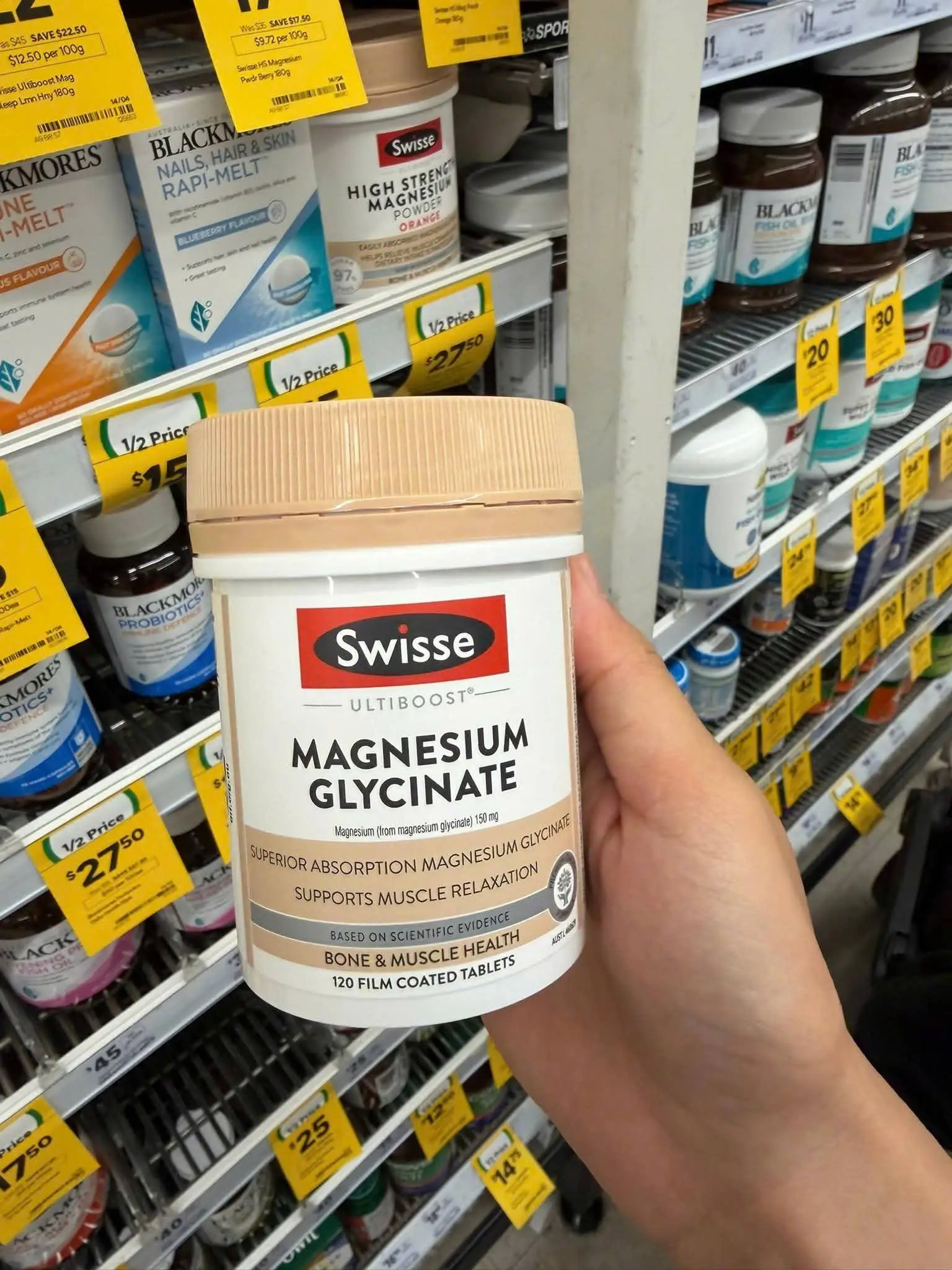 Viên uống magie Swisse Magnesium Glycinate 150mg 120 viên của Úc Viên uống Swisse Ultiboost Magnesium Glycinate 120 viên