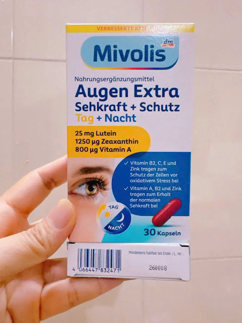 Viên uống bổ mắt Mivolis Augen Extra Sehkraft + Schutz Tag + Nacht 30 viên của Đức Viên uống bổ mắt Mivolis Augen Extra 30 viên của Đức