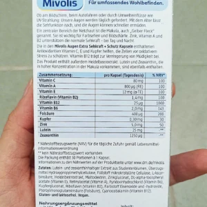 Viên uống bổ mắt Mivolis Augen Extra Tag + Nacht 30 viên của Đức
