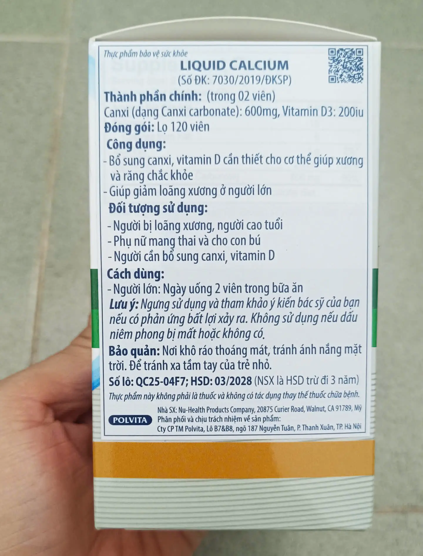 Viên uống Liquid Calcium NCB Nu-Health 120 viên của Mỹ Viên uống bổ sung Canxi Liquid Calcium NCB 120 viên của Mỹ