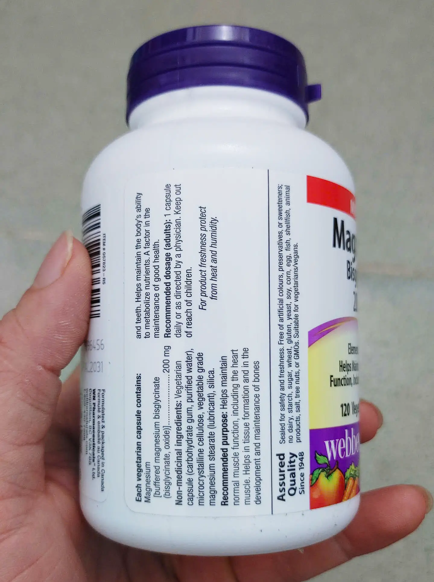 Viên uống Webber Naturals Magnesium Bisglycinate 200mg 120 viên của Canada Viên uống bổ sung Magnesium Bisglycinate tinh khiết từ Webber Naturals 120 viên