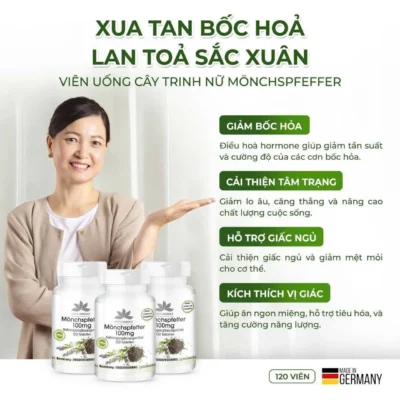 Viên uống nội tiết tố Herbadirekt Mönchspfeffer 100mg chiết xuất cây trinh nữ, 120 viên