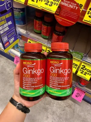 Viên uống bổ não Microgenics Ginkgo 7000 100 viên của Úc Viên uống tăng cường trí nhớ Microgenics Ginkgo 7000mg 100 viên của Úc