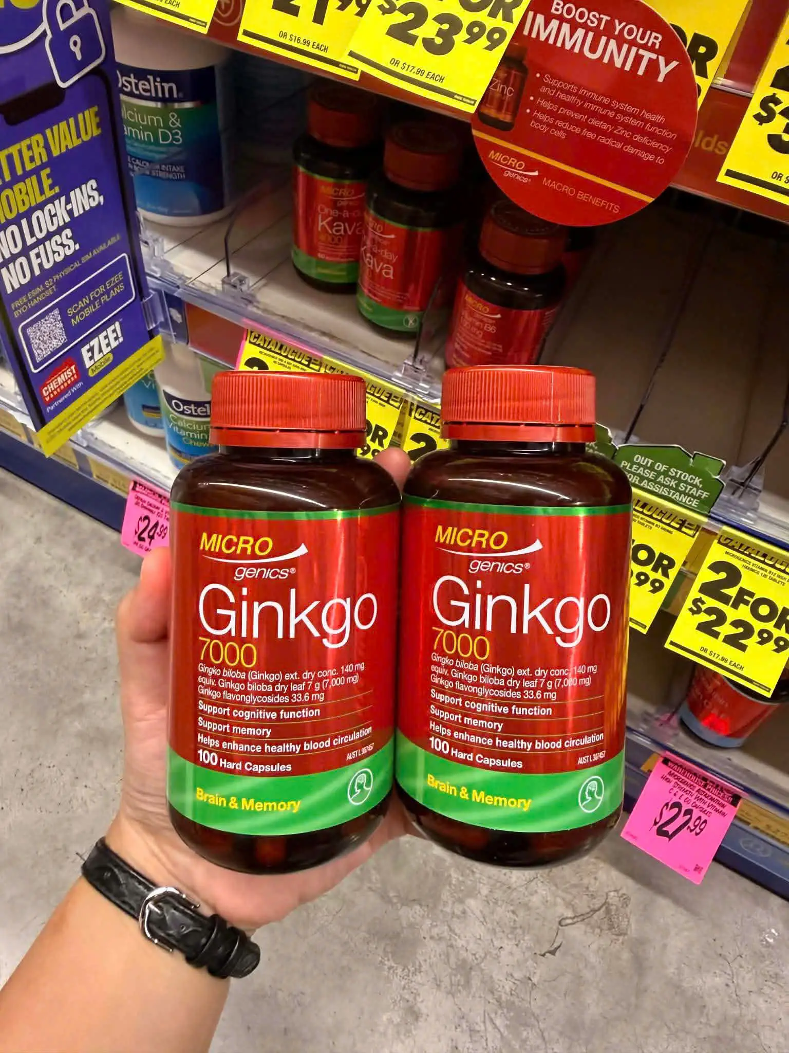 Viên uống bổ não Microgenics Ginkgo 7000 100 viên của Úc Viên uống tăng cường trí nhớ Microgenics Ginkgo 7000mg 100 viên của Úc