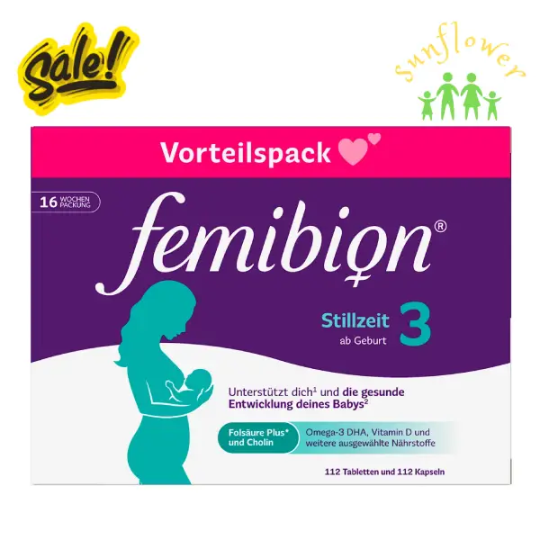 Vitamin tổng hợp Femibion 3 Stillzeit 2x112 viên 16 tuần của Đức cho phụ nữ sau sinh Vitamin tổng hợp Femibion 3 Stillzeit 2x112 viên 16 tuần của Đức cho phụ nữ sau sinh