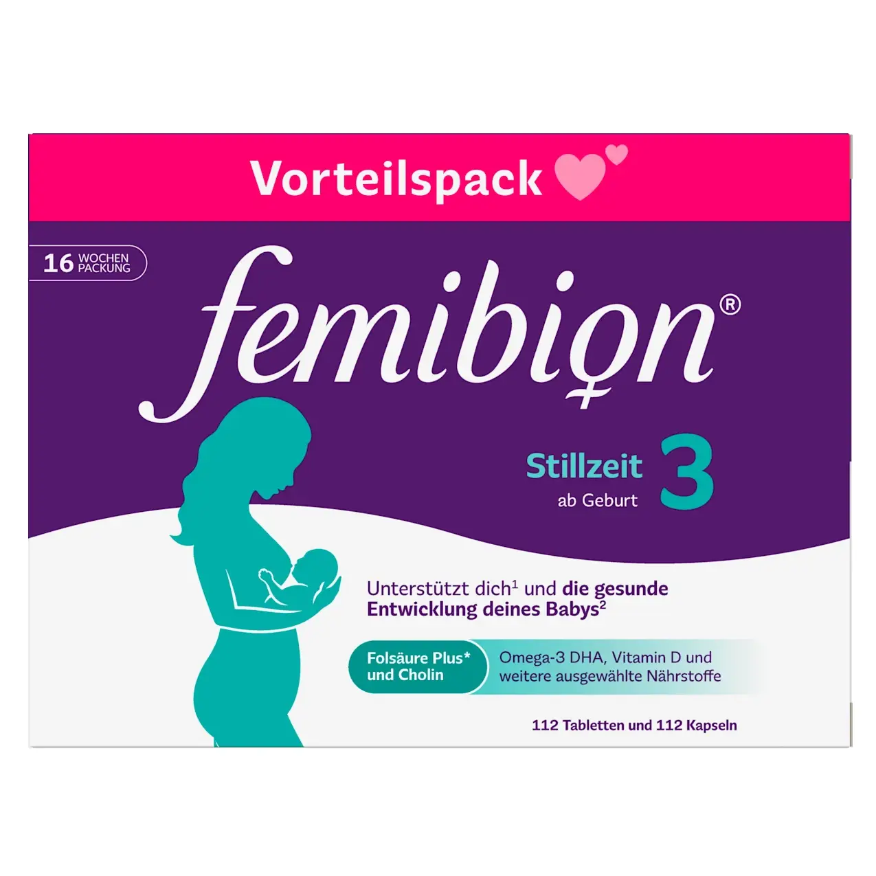Vitamin tổng hợp Femibion 3 Stillzeit 2x112 viên 16 tuần của Đức cho phụ nữ sau sinh Vitamin tổng hợp Femibion 3 Stillzeit 2x112 viên 16 tuần của Đức