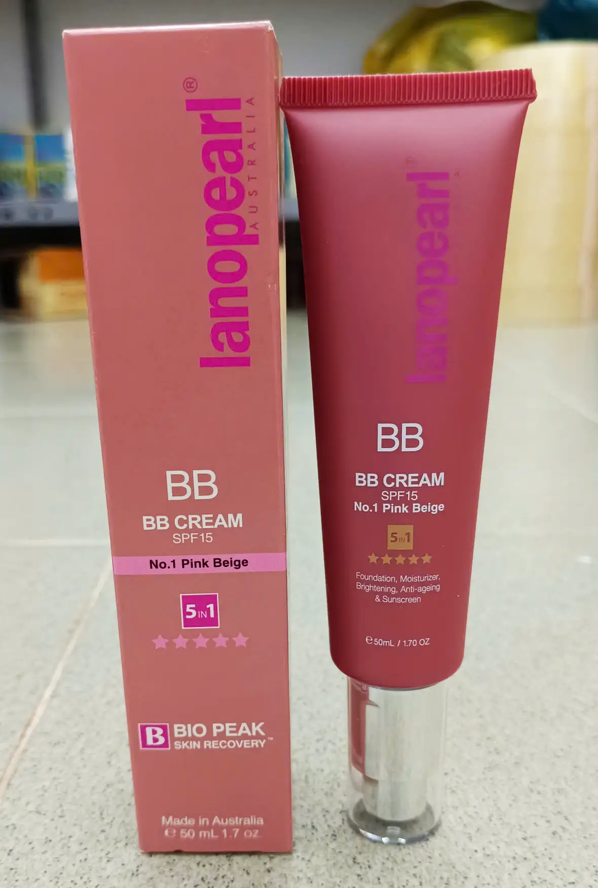 Kem nền Lanopearl BB Cream SPF15 No.1 Pink Beige 50ml của Úc KEM LANOPEARL BB CREAM SPF 15 50ml của Úc