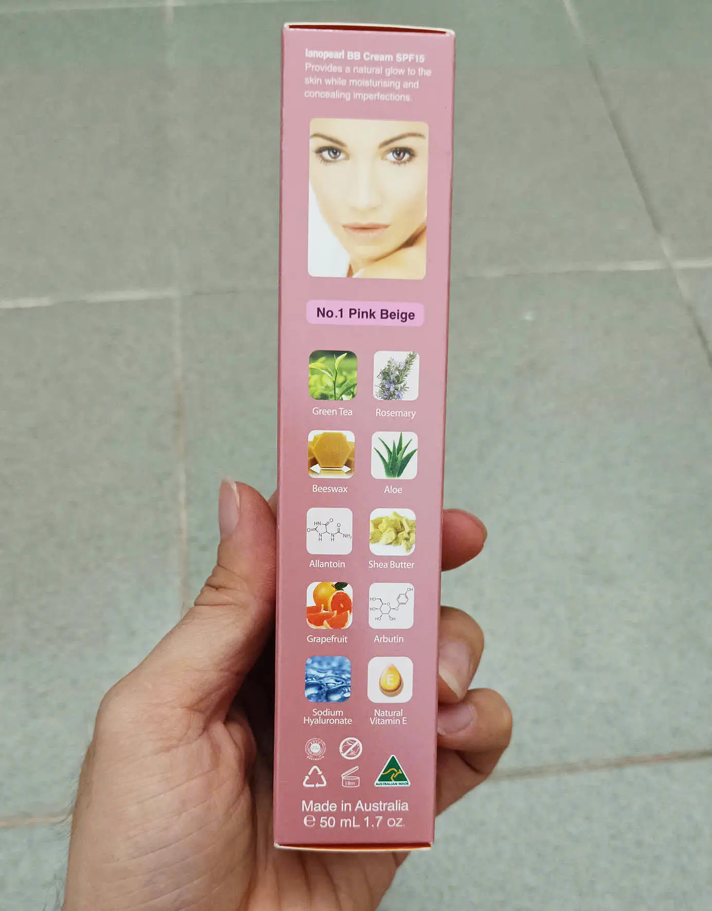 Kem nền Lanopearl BB Cream SPF15 No.1 Pink Beige 50ml của Úc Kem Nền 5in1 Lanopearl BB Cream SPF 15 Pink Beige 50ml