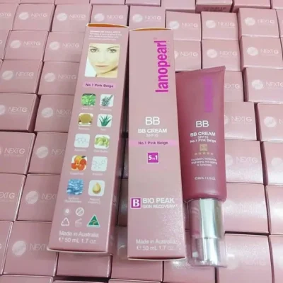 Kem nền Lanopearl BB Cream SPF15 No.1 Pink Beige 50ml của Úc Kem che khuyết điểm đa năng Lanopearl Bb Cream Spf 15 5in1 50ml