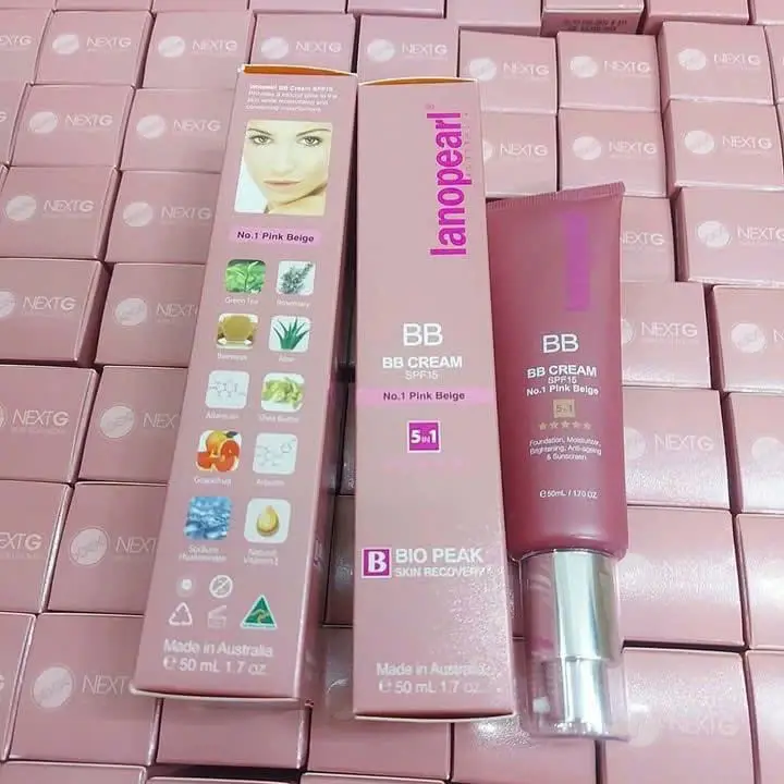 Kem nền Lanopearl BB Cream SPF15 No.1 Pink Beige 50ml của Úc Kem che khuyết điểm đa năng Lanopearl Bb Cream Spf 15 5in1 50ml