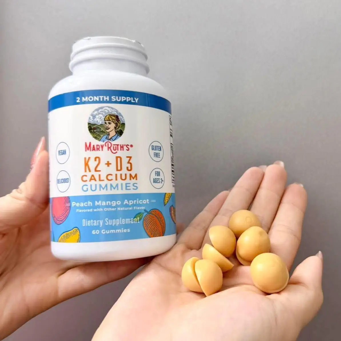 Kẹo dẻo Mary Ruth's K2 D3 Calcium gummies 60 viên của Mỹ Kẹo Dẻo Bổ Sung Canxi, K2 + D3 Mary Ruth's K2 + D3 Calcium Gummies