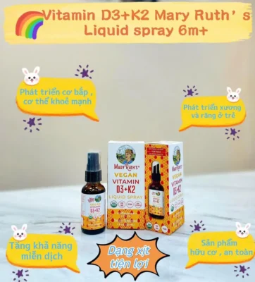Mary Ruth's Organic Vitamin D3 K2 dạng xịt 30ml