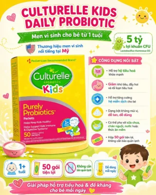 Men vi sinh cho bé từ 1 tuổi Culturelle Purely Probiotics Kids Packets Hộp 30 gói