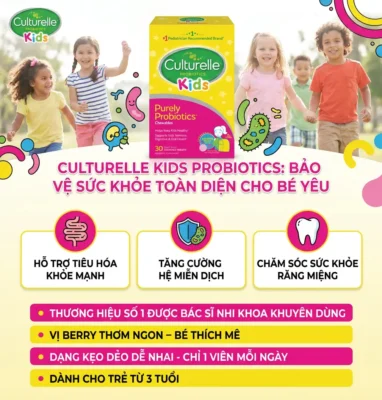 Men vi sinh dạng viên nhai 30 viên Culturelle Kids Purely Probiotics