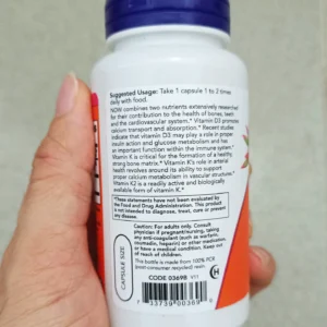 Viên uống Vitamin D3 K2 NOW 120 viên của Mỹ Now Vitamin D3 K2 1000 IU 120 Viên Chính Hãng Của Mỹ