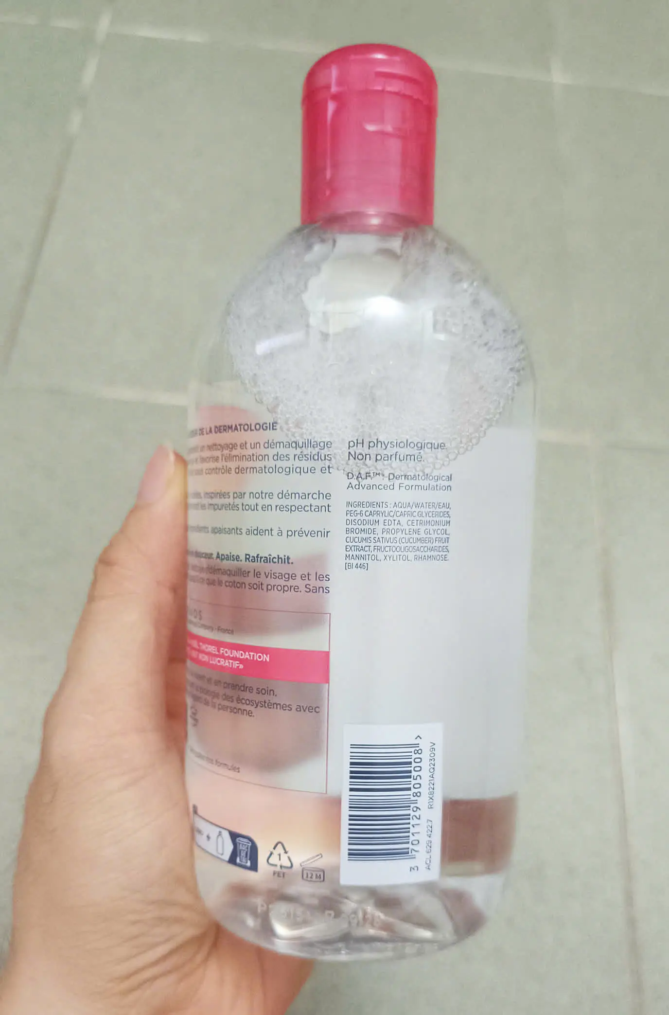 Nước tẩy trang Bioderma Créaline H2O màu hồng 500ml của Pháp Nước Tẩy Trang Bioderma Hồng Dành Cho Da Nhạy Cảm 500ml