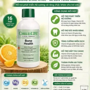 Siro Canxi cao cấp Childlife Bone Health D3K2 473ml