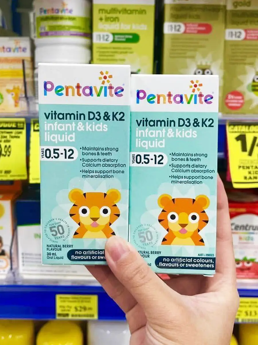 Siro Pentavite Vitamin D3 K2 Kids Liquid 30ml của Úc Siro Pentavite Vitamin D3 & K2 cho bé Infant & Kids Liquid 30ml