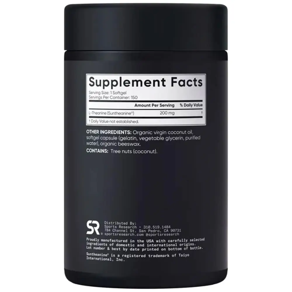 Viên uống Sports Research L-Theanine Double Strength 200mg 150 viên của Mỹ Viên L-Theanine 200mg 150 viên Sports Research của Mỹ