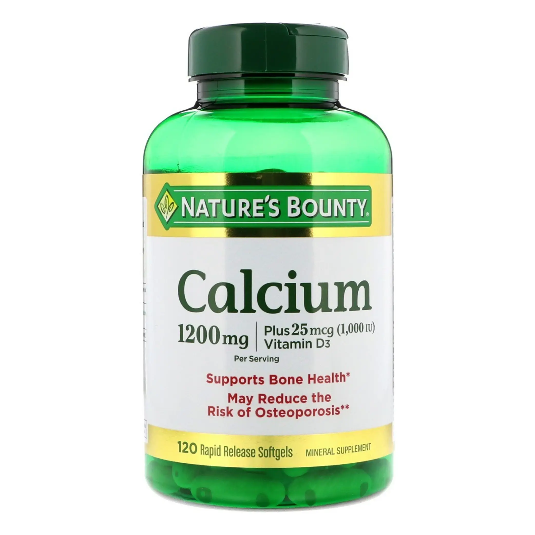 Viên uống canxi Natures Bounty Calcium 1200mg Plus Vitamin D3 120 viên của Mỹ Viên Nature's Bounty Calcium 1200mg Plus 1000 IU Vitamin D3 120 viên