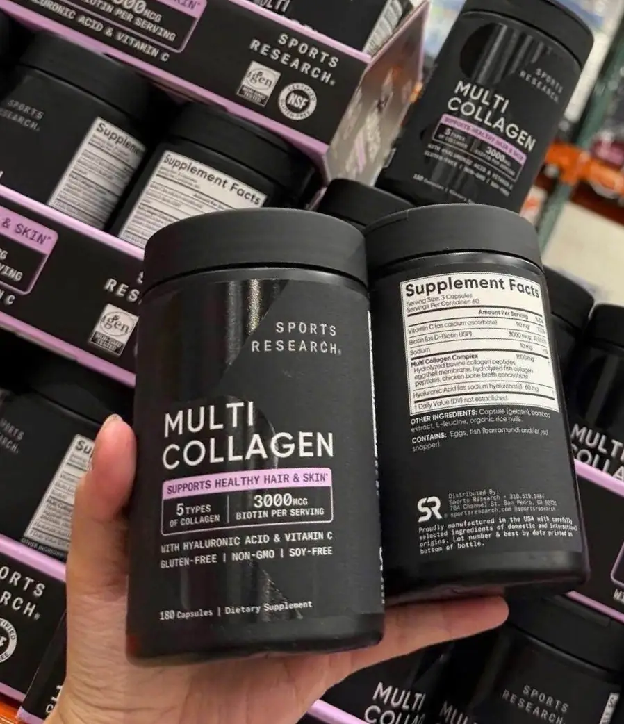 Viên uống Multi Collagen Sports Research 180 viên của Mỹ Viên Uống Bổ Sung Collagen Sports Research Multi Collagen 180 Viên