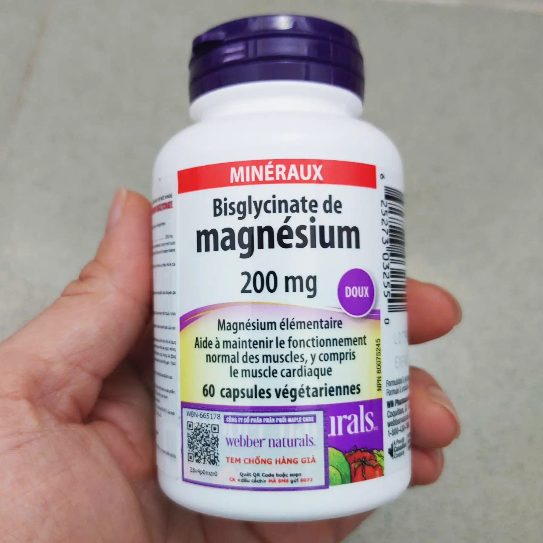 Viên uống Magie Webber Naturals Magnesium Bisglycinate 60 viên của Canada Viên Uống Bổ Sung Magie Webber Naturals Magnesium Bisglycinate Hộp 60 viên của Canada