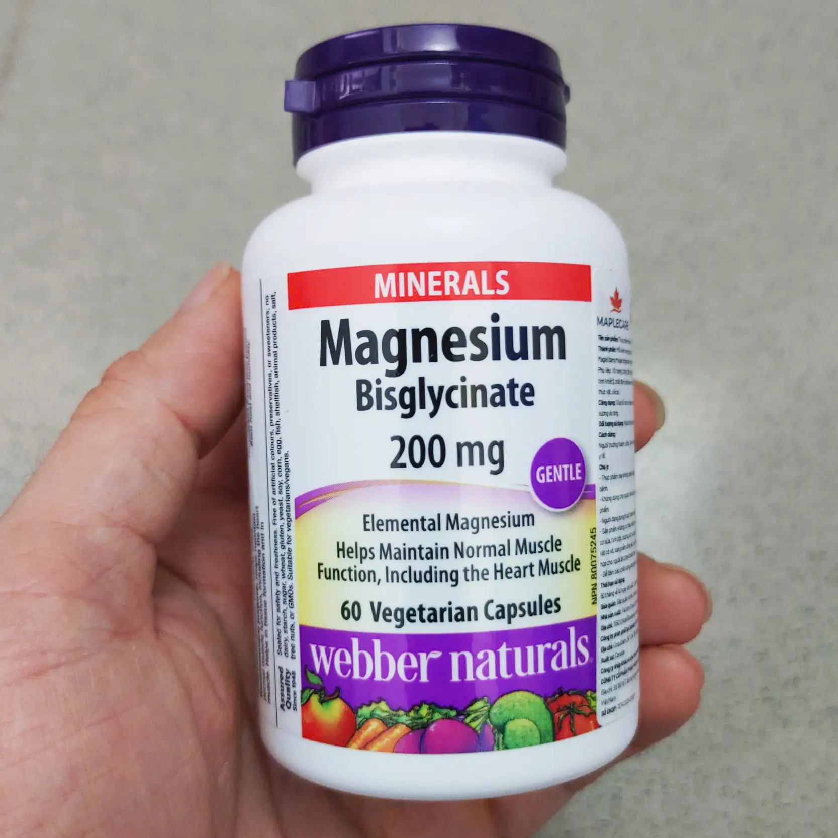 Viên uống Magie Webber Naturals Magnesium Bisglycinate 60 viên của Canada Viên Uống Bổ Sung Magie Webber Naturals Magnesium Bisglycinate Hộp 60 viên
