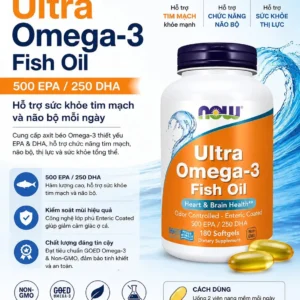 Viên Uống Bổ Sung Omega-3 Dầu Cá NOW Ultra Omega-3 Fish Oil 180 viên