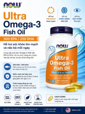 Viên Uống Bổ Sung Omega-3 Dầu Cá NOW Ultra Omega-3 Fish Oil 180 viên