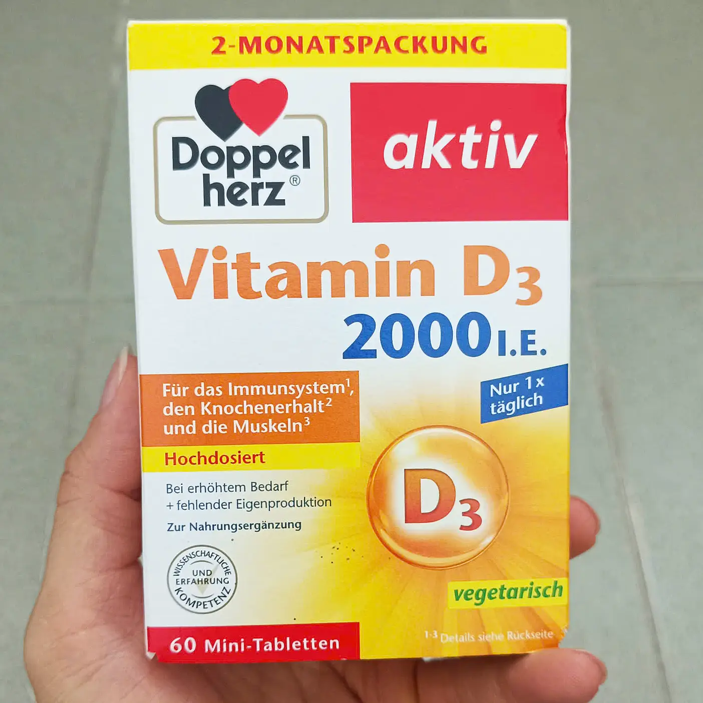 Viên uống Doppelherz Vitamin D3 2000 IE 60 viên của Đức Viên Uống Doppelherz Vitamin D3 2000 IE Hỗ Trợ Xương Chắc Khoẻ, 60 Viên