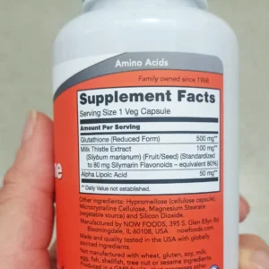 Viên Uống Now Glutathione 500mg Hỗ Trợ Trắng Da (60 Viên)