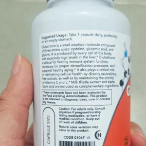 Viên Uống Trắng Da Glutathione Now 500mg 60 viên