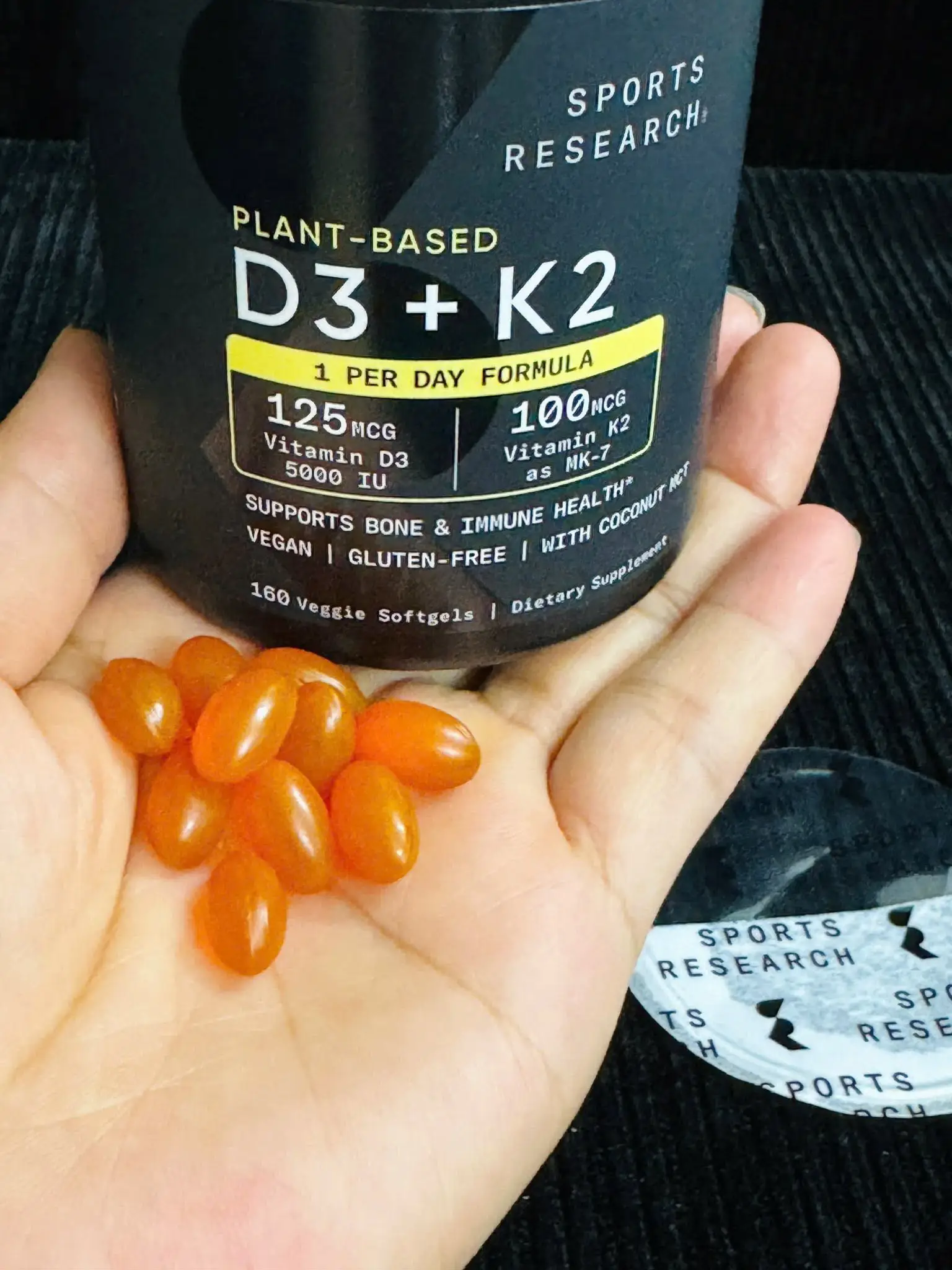 Viên uống Vitamin D3 K2 Sports Research 160 viên của Mỹ Viên bổ sung Vitamin D3K2 Sports Research D3 K2 160 viên Mỹ