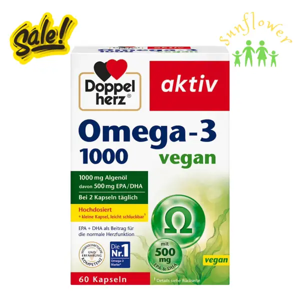 Viên uống Doppelherz Omega 3 1000 Vegan 60 viên của Đức Viên uống Doppelherz Omega 3 1000 Vegan 60 viên của Đức