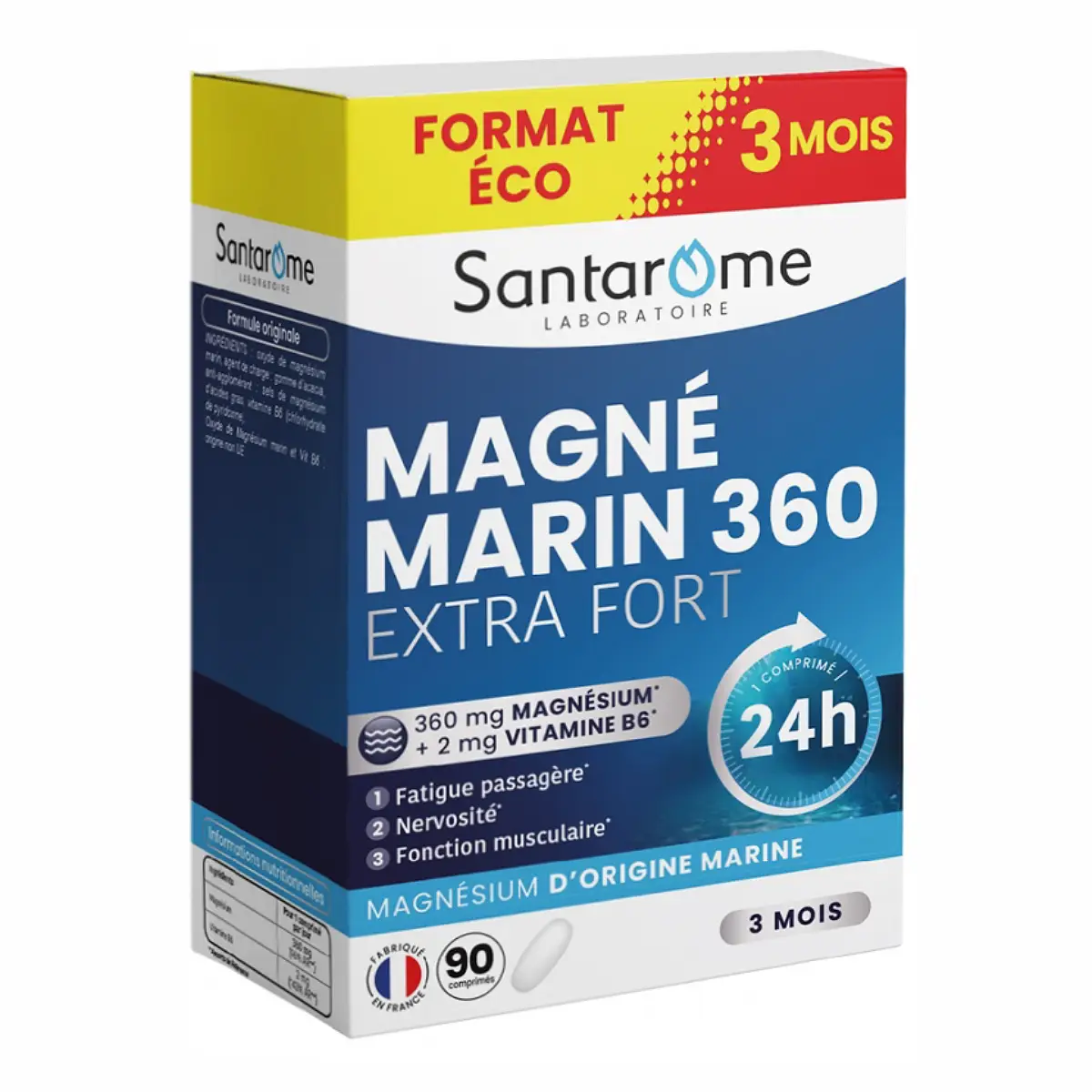 Viên uống Magie Santarome Magné Marin 360 Extra Fort 90 viên của Pháp Viên uống Magie Santarome Magné Marin 360 Extra Fort 90 Viên