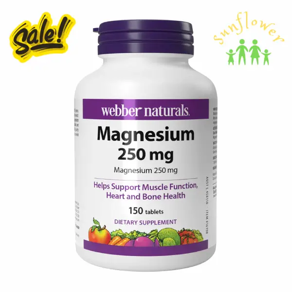 Viên uống Magie Webber Naturals Magnesium 250mg 150 viên của Canada Viên uống Magie Webber Naturals Magnesium 250mg 150 viên của Canada