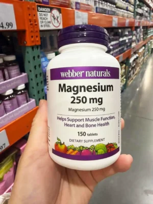 Viên uống Magie Webber Naturals Magnesium 250mg 150 viên của Canada Viên uống Magnesium 250mg Webber Naturals 150 viên