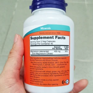 Magie thuần chay Now Magnesium Citrate 120 viên của Mỹ Viên uống Now Magnesium Citrate 120 viên